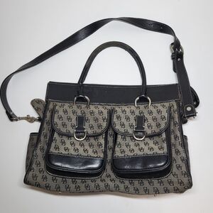 Vintage Dooney and Bourke double pocket tote bag with signature print
